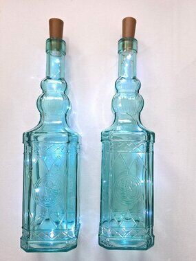 Decorative Glass Bottle Lights Set of 2
